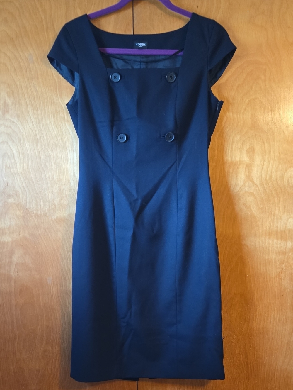 Hobbs Cap-Sleeve Double-Breasted Sheath Dress